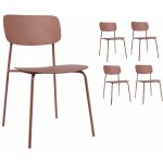 Kosmi - lot de 4 chaises roses poudr�es au design minimaliste en m�tal et r�sine