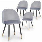 Deco in paris - lot de 4 chaises design en velours gris lydia Deco in paris - lot de 4 chaises design en velours gris lydia