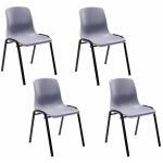 Clp - lot de 4 chaises empilables nowra avec assise en plastique et pieds en m�tal noir mat gris
