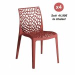 Le quai des affaires - lot de 4 chaises empilables tela / rouge / l50xp54xh81 cm