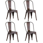 Lot de 4 chaises industrielles en mtal avec dossier 854643cm couleur rouille