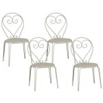 Lot de 4 chaises de jardin empilables en m�tal fa�on fer forg� - beige - guermantes de mylia