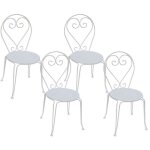 Lot de 4 chaises de jardin empilables en m�tal fa�on fer forg� - blanc - guermantes de mylia