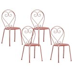 Lot de 4 chaises de jardin empilables en m�tal fa�on fer forg� - terracotta - guermantes de mylia