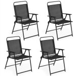 Lot de 4 chaise de jardin ext�rieur chaise pliante camping portable tissu en polyester respirant et robuste ...