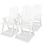Maison chic - lot de 4 chaises de jardin inclinables fauteuils de jardin plastique blanc 21708
