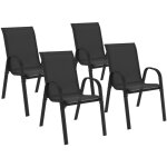 Lot de 4 chaises de jardin lyma m�tal et textil�ne empilables noires