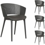 Idimex ? lot de 4 chaises de jardin en polypropyl�ne gris ? r�sistantes aux uv ? hauteur d'assise 47 ...