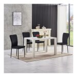 Lot de 4 chaises jymtom dossier haut noires , pour salle � manger, mati�re en velours et m�tal - noir ...