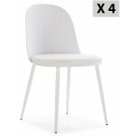Lot de 4 chaises kana blanches, pieds en métal et assise rembourrée Lot de 4 chaises kana blanches, pieds en métal et assise rembourrée