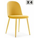 Lot de 4 chaises kana moutarde, pieds en mtal et assise rembourre