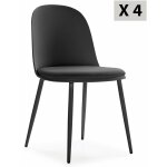 Lot de 4 chaises kana noir, pieds en mtal et assise rembourre