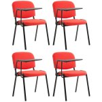 Lot de 4 chaises ken en tissu avec tablette rabattable rouge