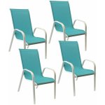 Happy garden - lot de 4 chaises marbella en textilne bleu - aluminium blanc