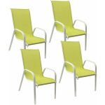 Happy garden - lot de 4 chaises marbella en textil�ne vert - aluminium blanc