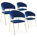 Lot de 4 chaises margaux velours bleu pieds or