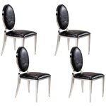 Lot de 4 chaises medaillon en simili cuir croco noir