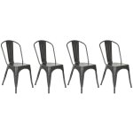 Guoyihua - lot de 4 chaises en m�tal noir mat, chaises de salle � manger empilables, style industriel ...