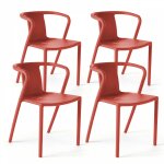 Oviala ? lot de 4 chaises empilables en polypropyl�ne rouge ? hauteur d'assise 45cm ? l�g�res et faciles ...