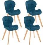 Lot de 4 chaises robine en tissu bleu canard pour salle  manger