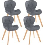 Idmarket - lot de 4 chaises robine en tissu gris fonc pour salle  manger