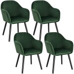 Woltu - lot de 4 chaises de salle  manger assise en velours, chaise pour cuisine / salon / caf, vert ...