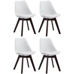 Clp - lot de 4 chaises de salle  manger borneo v2 en similicuir blanc noyer