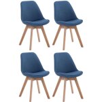 Lot de 4 chaises de salle  manger borneo v2 en tissu bleu nature
