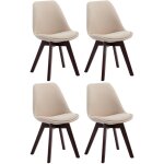 Clp - lot de 4 chaises de salle � manger borneo v2 en tissu cr�me noyer