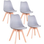 Lot de 4 chaises de salle a manger - coussin de si�ge en cuir - scandinave(gris) - wokaka