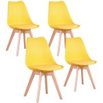 Lot de 4 chaises de salle a manger - coussin de sige en cuir - scandinave(jaune) - wokaka