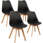 Lot de 4 chaises de salle a manger - coussin de si�ge en cuir - scandinave(noir) - wokaka