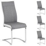 Lot de 4 chaises de salle à manger alba, en tissu - gris et blanc Lot de 4 chaises de salle à manger alba, en tissu - gris et blanc