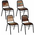 D�coshop26 - lot de 4 chaises de salle � manger cuisine style industriel bois de r�cup�ration solide ...