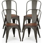 Lot de 4 chaise de salle à manger empliable avec dossier amovible, chaise industrielle tolix avec siège ... Lot de 4 chaise de salle à manger empliable avec dossier amovible, chaise industrielle tolix avec siège ...