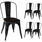 Lot de 4 chaise de salle à manger empliable avec dossier amovible, chaise industrielle tolix siège en ... Lot de 4 chaise de salle à manger empliable avec dossier amovible, chaise industrielle tolix siège en ...