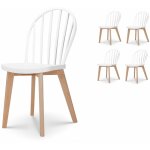 Kosmi - lot de 4 chaises de salle  manger emy blanches avec pieds en bois