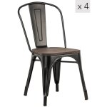 Nordlys - lot de 4 chaises de salle a manger industrielles metal bois