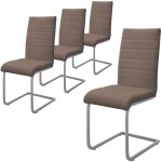 Ml - design - lot de 4 chaises de salle  manger, marron, simili, design cantilever, chaise pied luge, ...
