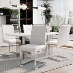 Lot de 4 chaises de salle à manger modernes, dossier en simili cuir et lin, chaise d'appoint rembourrée ... Lot de 4 chaises de salle à manger modernes, dossier en simili cuir et lin, chaise d'appoint rembourrée ...
