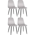 Lot de 4 chaises de salle � manger napier avec pi�tement en m�tal noir cr�me velours