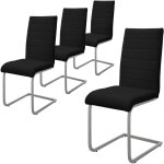 Lot de 4 chaises de salle � manger, noir, en simili, design cantilever, chaise pied luge, assise rembourr�, ...