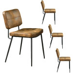 Meubles cosy - lot de 4 chaises de salle  manger vintage industriel karomi en tissu microfibre marron ...