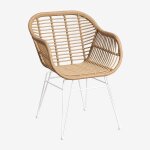 Sklum - lot de 4 chaises de salle � manger en osier synth�tique zole blanc