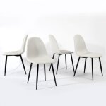 Urban meuble lot de 4 chaises salle à manger scandinave tissu blanc cassé pieds noir Urban meuble lot de 4 chaises salle à manger scandinave tissu blanc cassé pieds noir