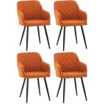 Lot de 4 chaises de salle à manger shila avec piètement en métal noir orange tissu Lot de 4 chaises de salle à manger shila avec piètement en métal noir orange tissu
