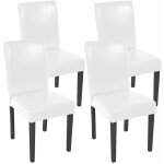 D�coshop26 - lot de 4 chaises de salle � manger synth�tique blanc pieds fonc�s cds04148