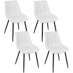 Lot de 4 chaises de salle � manger en simili cuir chaises de cuisine tapiss�es blanc