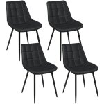 Lot de 4 chaises de salle � manger en simili cuir noir ? rembourrage mousse compress�e ? pieds m�tal ...