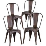 Lot de 4 chaises salle à manger, style industriel en acier convient pour bistrot, cuisine, bar, café Lot de 4 chaises salle à manger, style industriel en acier convient pour bistrot, cuisine, bar, café